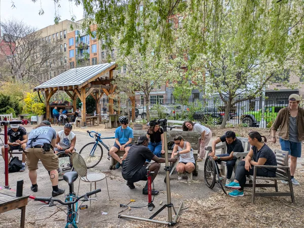 Flat fix class at La Plaza Community Garden